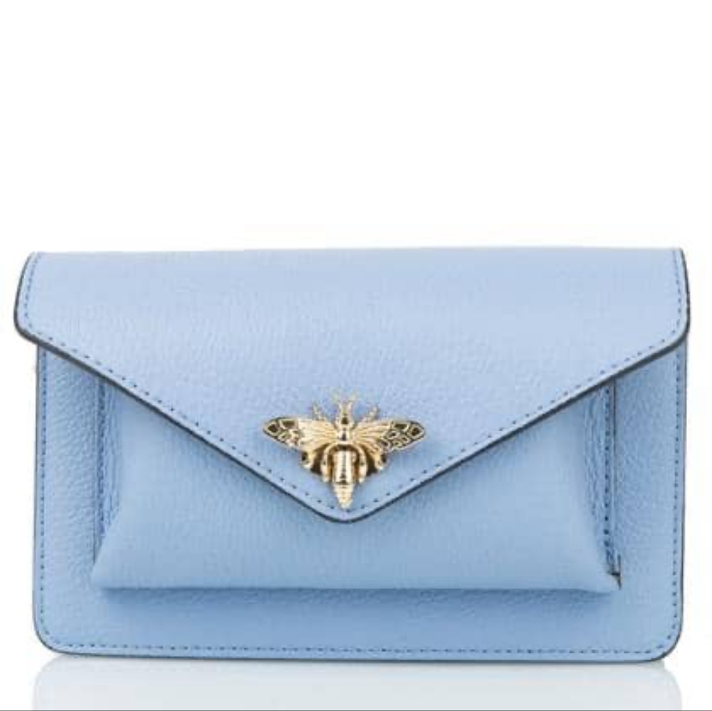 OUT OF STOCK* #1538 Light Blue-NWT 💯 % Italian Leather Crossbody bag - Picture 1 of 1